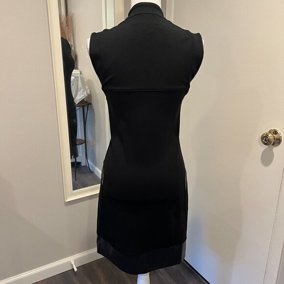 As U Wish Black Faux Leather Trimmed Bodycon Zip Front Ponte Dress, Size 4 - Picture 12 of 16